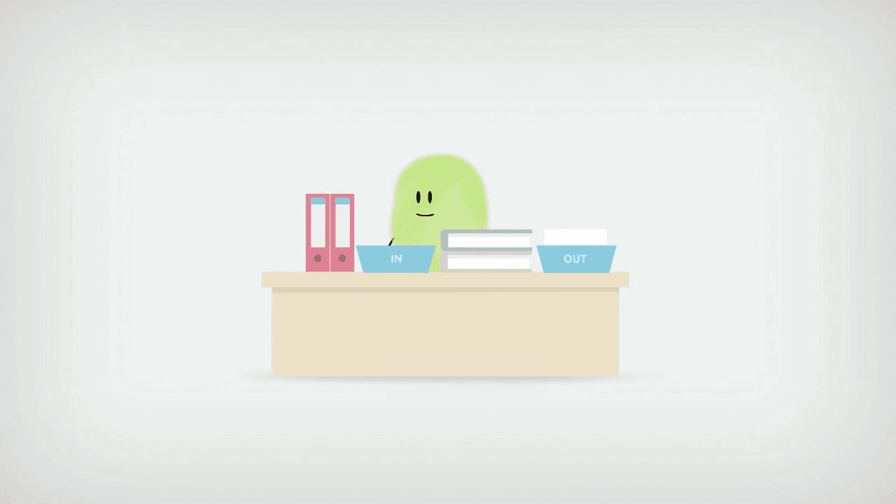 Illustration of person at desk