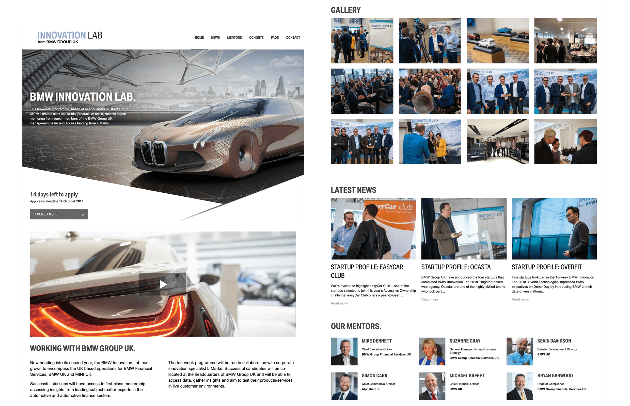 BMW innovation lab page designs