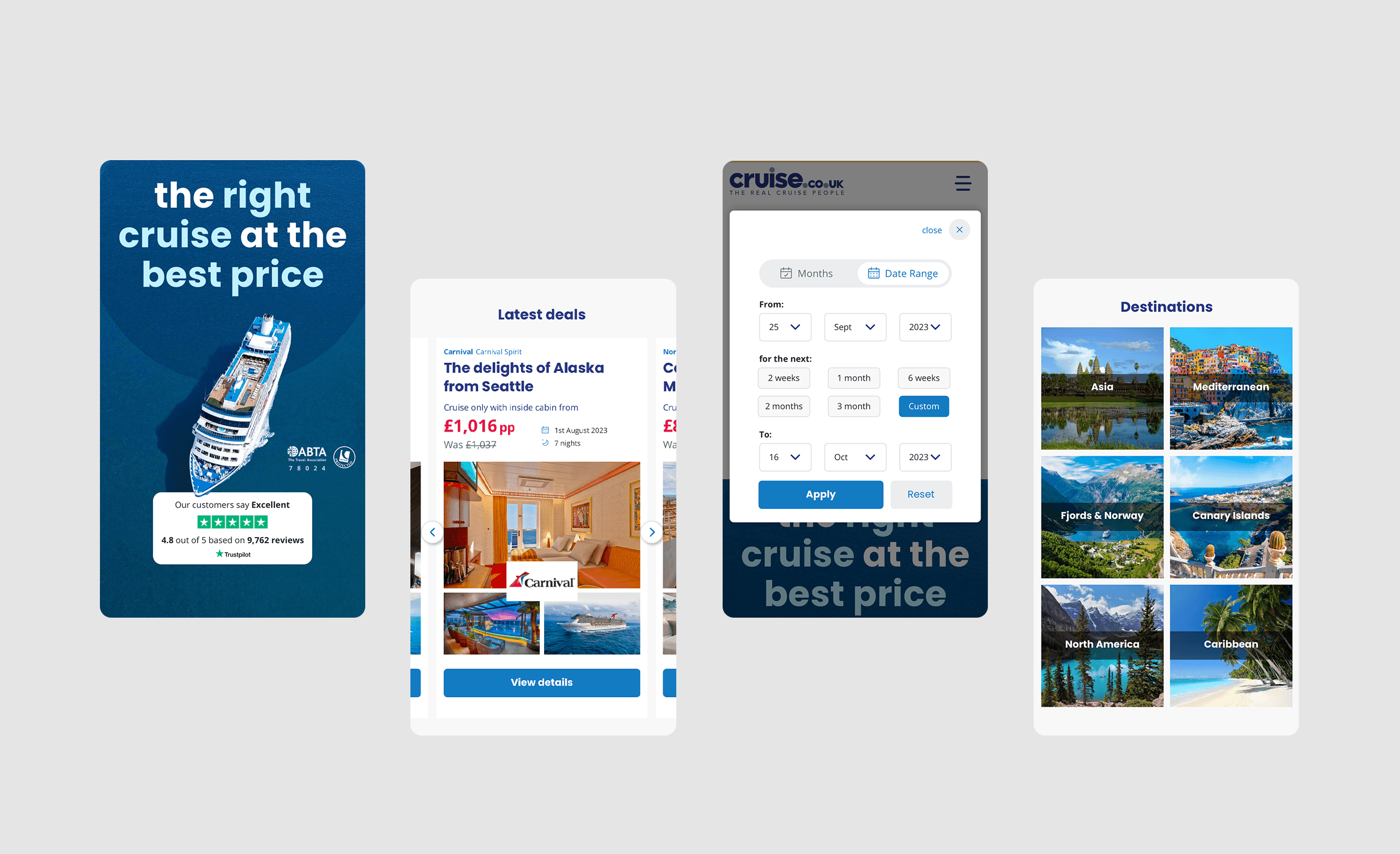 Cruise.co.uk mobile designs