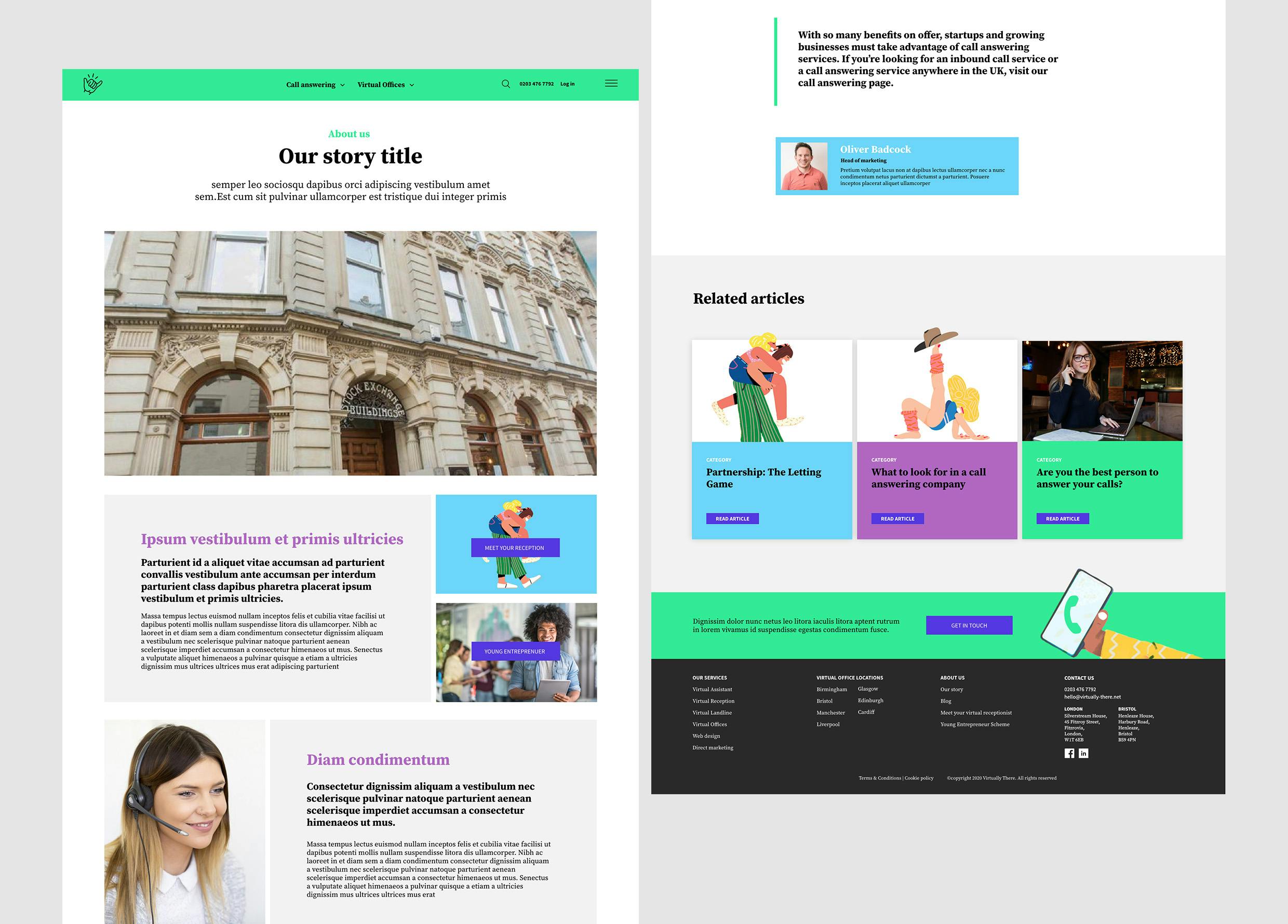 Virtually there page designs