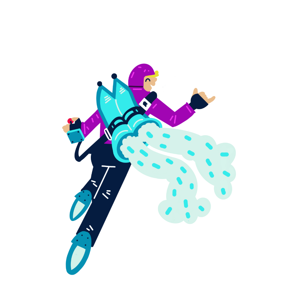 Illustration of person with jetpack