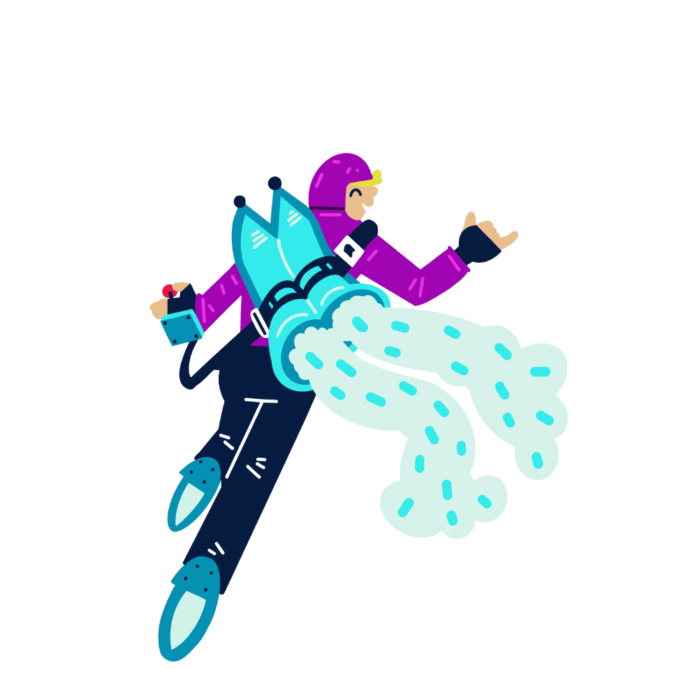 Illustration of person with jetpack